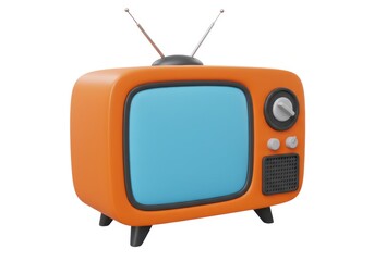 Cartoon orange television set with antenna