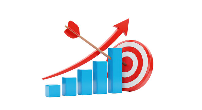 Isolated Business Growth Chart with Target and Arrow
