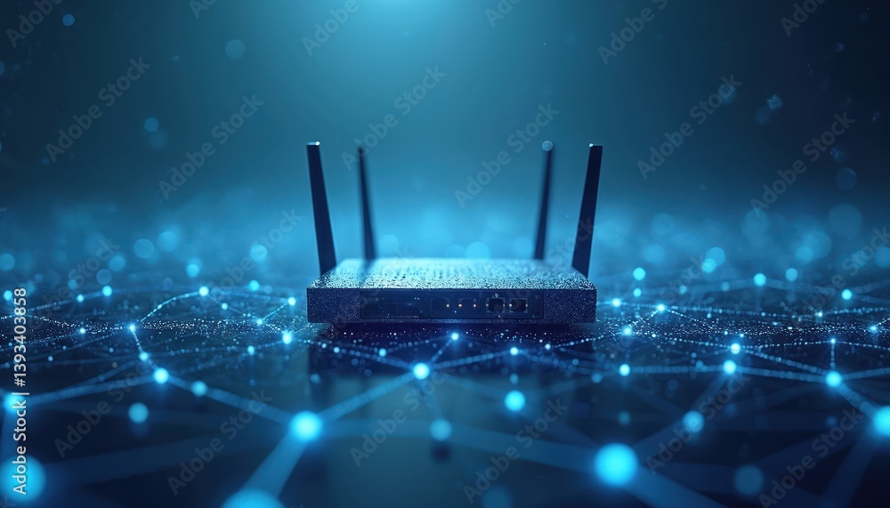 Poster modern 5g router with high-speed internet connectivity. wireless data transfer for home network comm