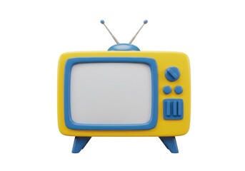 A cartoon television set with antenna yellow and blue