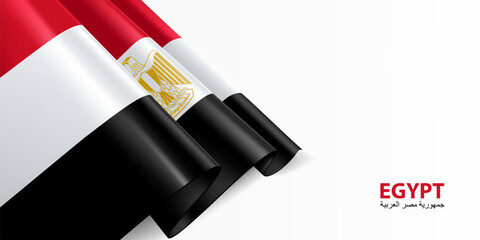 Egypt flag. Egypt national flag, waving on white background. National flag background design.