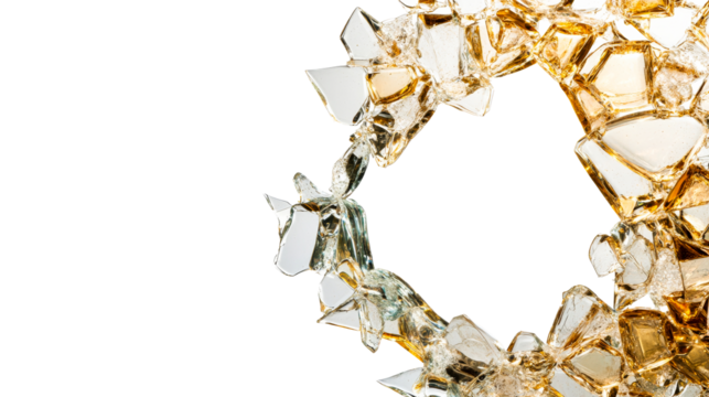 Abstract crystal shape, polygonal form, faceted object, modern art, cut out transparent