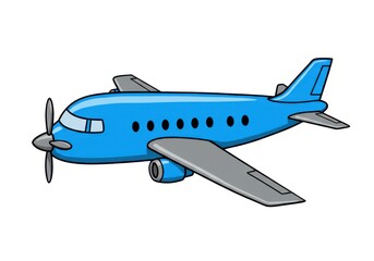 Obraz premium Illustration of a blue airplane with a propeller