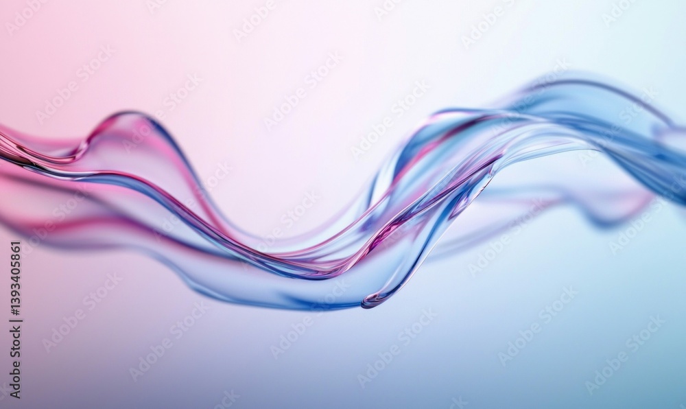 Poster a visually stunning abstract wave in transparent glass showcases flowing movement against a gradient