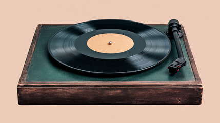 Obraz premium Glossy LP vinyl record on a classic turntable, showcasing minimalist design with a focus on retro aesthetics and elegant composition
