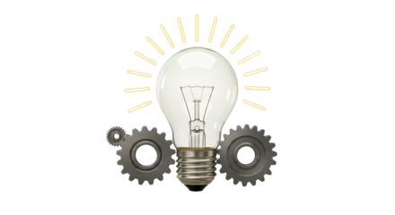 Isolated Light Bulb with Gears Innovative Idea