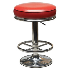 Retro diner-style bar stool with a chrome base isolated on white background.PNG