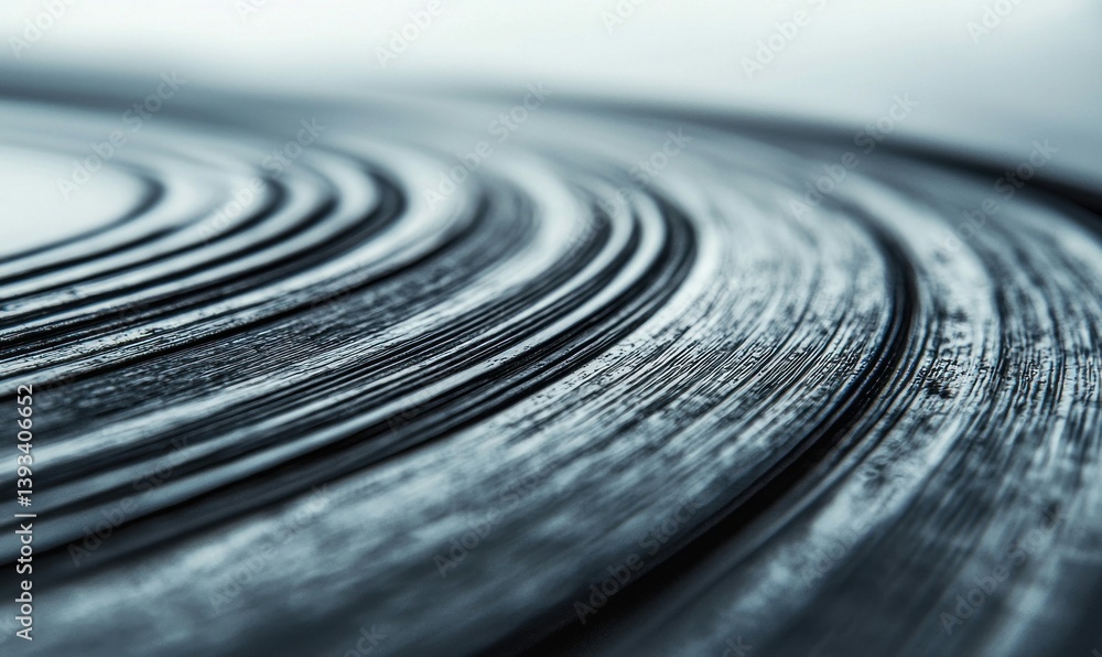 Poster abstract concentric curves create a minimalist and modern pattern in shades of blue and gray.