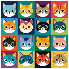 Fototapeta premium Cat face Colorful Icons set vector design