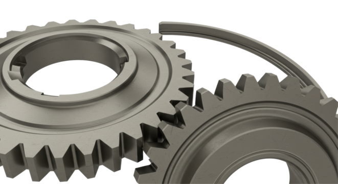 Isolated Close Up of Gears and Cogs Interlocking