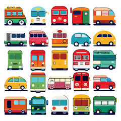 Bus Colorful icons set vector design