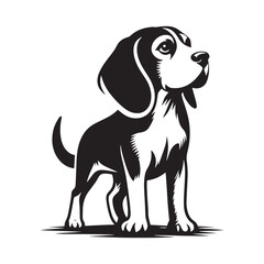 Beagle Dog Vector Silhouette Illustration, Loyal Pet Outline, Hunting Hound Graphic, Minimal Canine Design, Animal Clipart for Logos, T-Shirts, Stickers, Posters, and More.