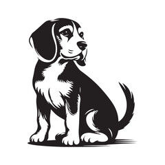 Beagle Dog Vector Silhouette Illustration, Loyal Pet Outline, Hunting Hound Graphic, Minimal Canine Design, Animal Clipart for Logos, T-Shirts, Stickers, Posters, and More.