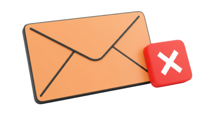 Isolated Envelope with Error Sign for Email Rejection