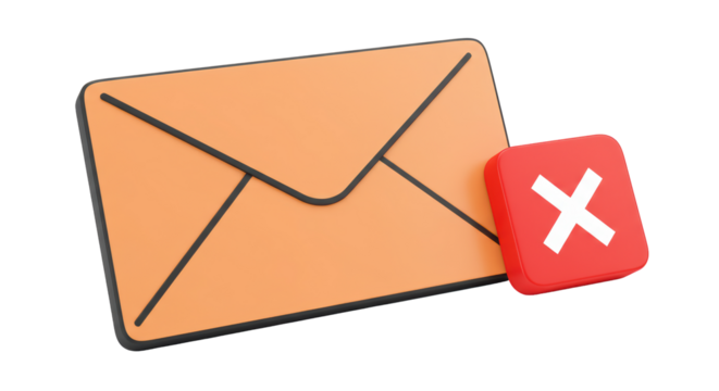 Isolated Envelope with Error Sign for Email Rejection