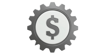 Isolated Gear with Dollar Sign Symbolizing Financial Mechanism
