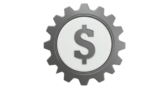 Isolated Gear with Dollar Sign Symbolizing Financial Mechanism
