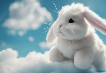 bunny from blue cloud easter sky made background single smoke spring april pet rabbit holiday gift abstract symbol cloudy traditional event fluffy nature shape season animal clear environment