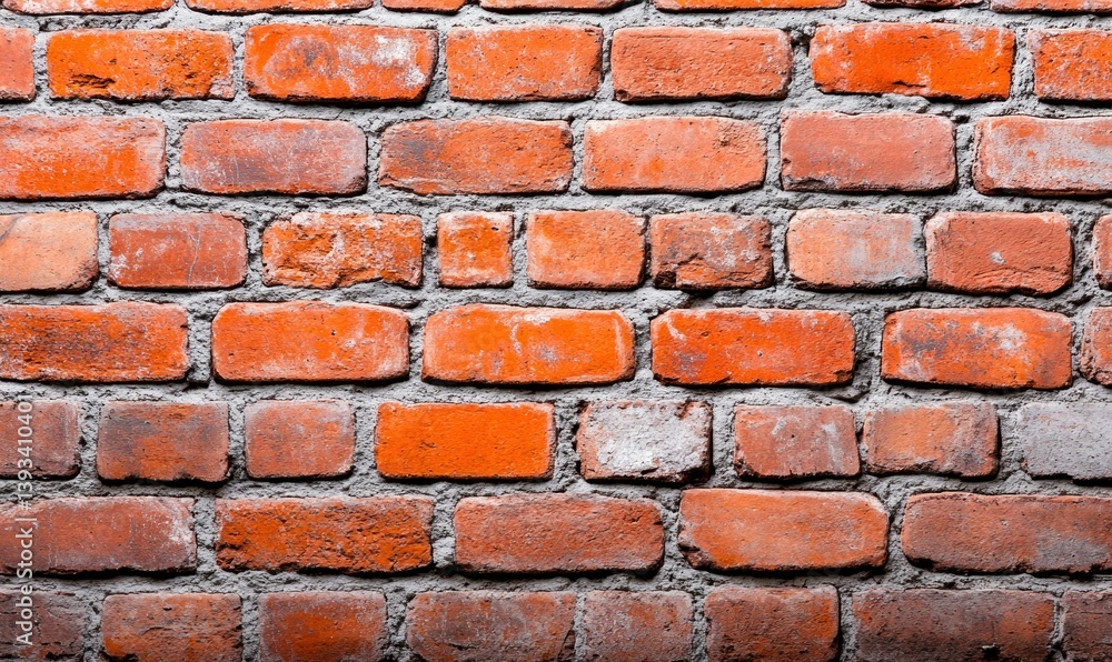 Poster detailed view of a classic red brick wall showing a rich texture and repeating pattern.