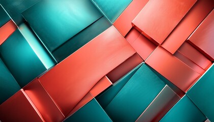 Fototapeta premium a vibrant abstract background featuring overlapping squares in coral and teal colors