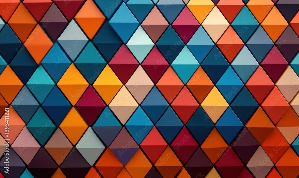 Poster a captivating geometric pattern of vibrant triangles creates a dynamic and colorful abstract backgro