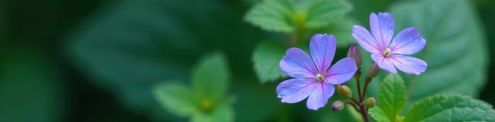 delicate purple and blue hues of forget-me-not flowers against a leafy background, plant, , floral