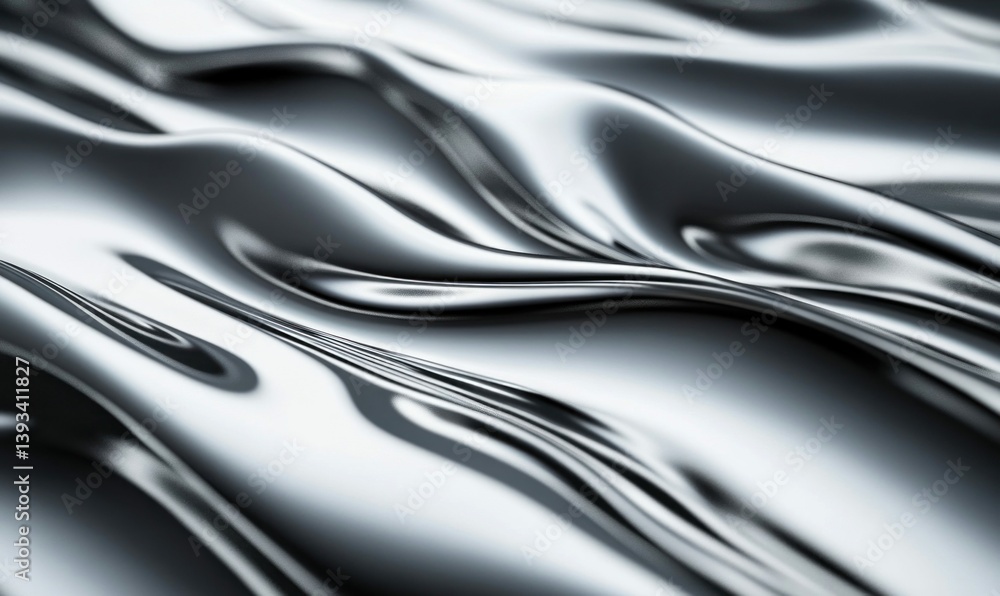 Poster an abstract view of rippled liquid metal creating an elegant and mesmerizing flowing texture.