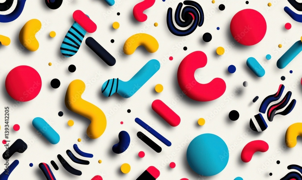 Poster a vibrant array of geometric shapes creates a playful and modern abstract background.