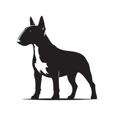 Bull Terrier Dog Vector Silhouette Design, Strong Canine Outline Art, Pet Lover Graphic, Muscular Breed Clipart for Logos, Apparel, Stickers, Posters, and Digital Prints.