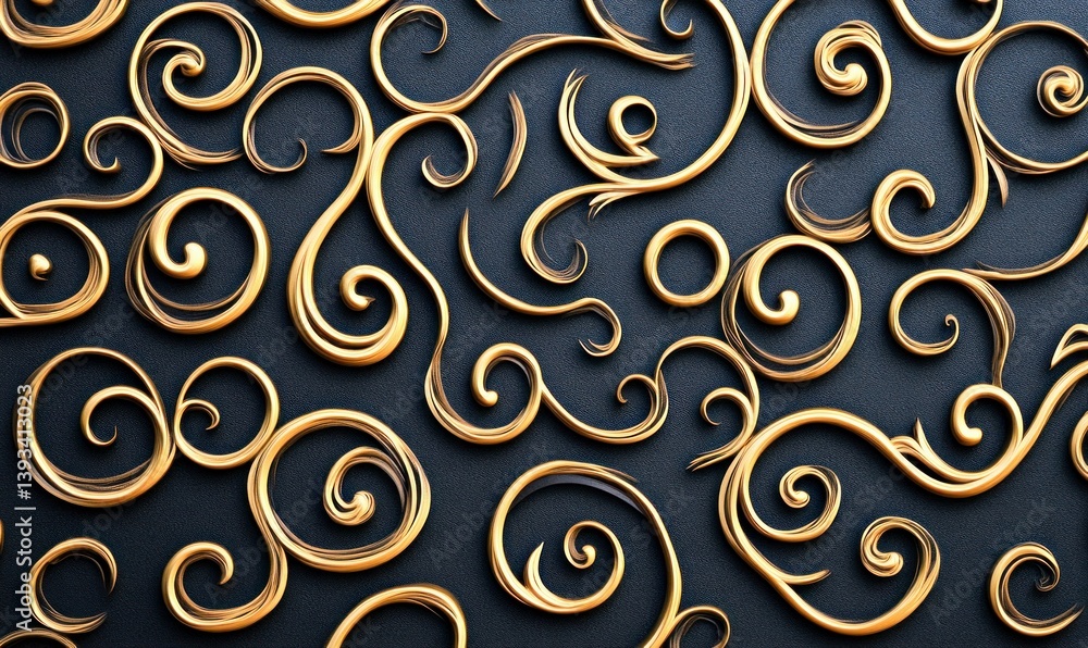 Aufkleber elegant golden swirls flow gracefully across a textured dark surface, creating a luxurious pattern.
