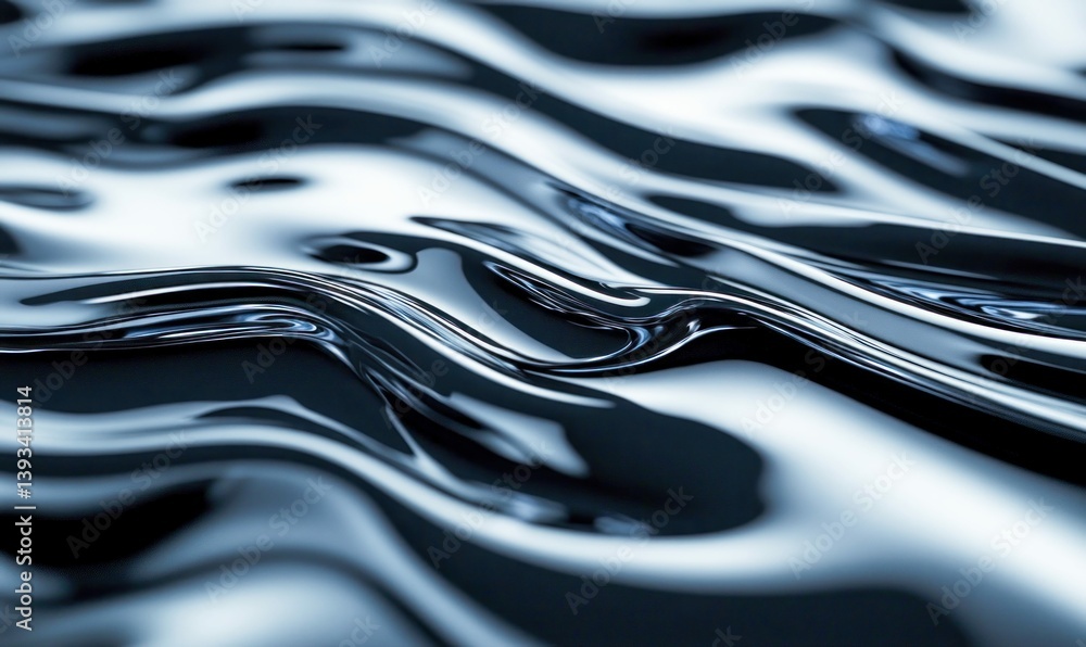 Poster abstract fluid surface featuring reflective waves that create a mesmerizing visual texture.
