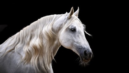 white horse portrait with long mane