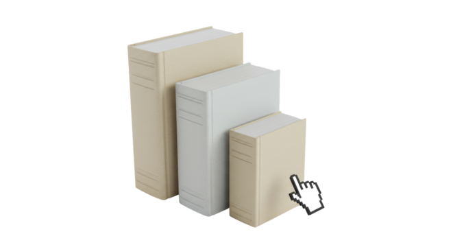 Isolated Stack of Three Books with Cursor Pointer