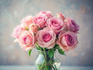 Delicate Pink Rose Bouquet A Minimalist Cutout Design for Floral Prints Invitations and More