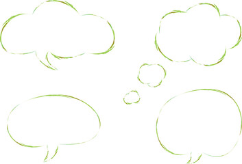 green colorful stroke outline comic speech bubbles set