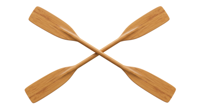Isolated Crossed Wooden Paddles for Kayaking - Powered by Adobe