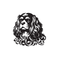 Cavalier King Charles Spaniel Dog Vector Silhouette Design, Elegant Toy Breed Outline, Pet Lover Clipart for Logos, Apparel, Digital Prints, Stickers, Posters, and Crafts