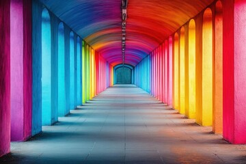 Vibrant rainbow tunnel