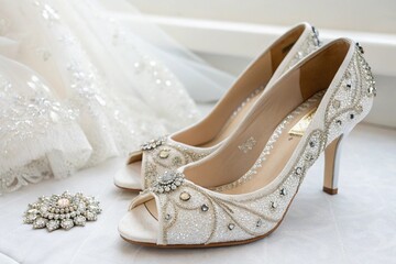 Obraz premium white wedding shoes