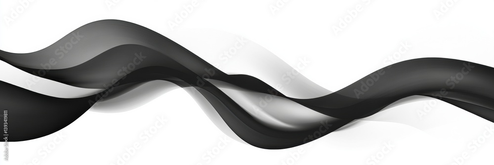 Aufkleber Flowing abstract black and white waves create a smooth motion in a minimal design with high contrast, evoking a sense of tranquility and elegance
