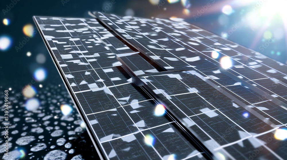 Aufkleber a solar panel displaying the cells that convert sunlight into energy, representing a source of clean