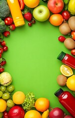 Obraz premium Healthy fruits vegetables juice background fresh organic food concept