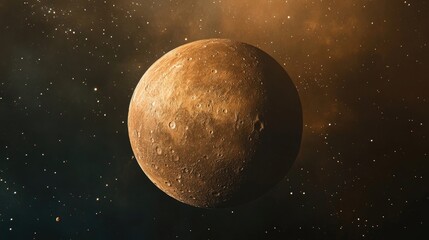 Fototapeta premium A detailed and realistic depiction of Mercury, with its brownish-gray surface and craters, floating in space