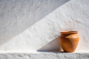 Simple White Pot on Whitewashed Andalusian Wall A Minimalist Corner in Spains Casares