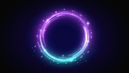 A glowing circle with stars on a dark background, ideal for representing celestial bodies or futuristic themes