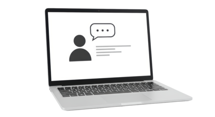 Isolated Laptop with Message Icon on Screen