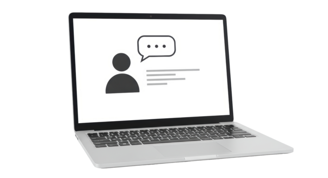 Isolated Laptop with Message Icon on Screen