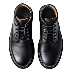 Timeless Black Lace Up Boots Isolated on Transparent Background