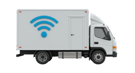 Isolated Delivery Truck with WiFi Symbol