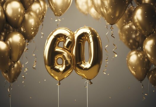 background rendering 3d balloon gold happy 60th greeting birthday invite number celebrate luxury invitation festive party design 60 card event anniversary celebration banner metallic illustration age - Powered by Adobe